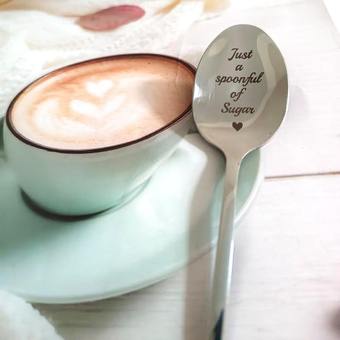 Sugar Lover Gift Spoons for Women Men Just a Spoonful of Sugar Spoon for Daughter Best Friend Coffee Dessert Lover Gifts Spoons for Girlfriend Son...