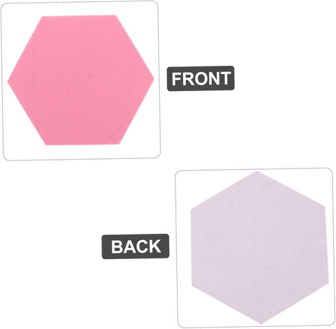 STOBOK 12 Pcs Felt Backdrop Wall Sticker Black Decor Cork Hexagon Felt Bulletin Board Tiles Self Adhesive Felt Board Pink Decor White Felt Hexagon...