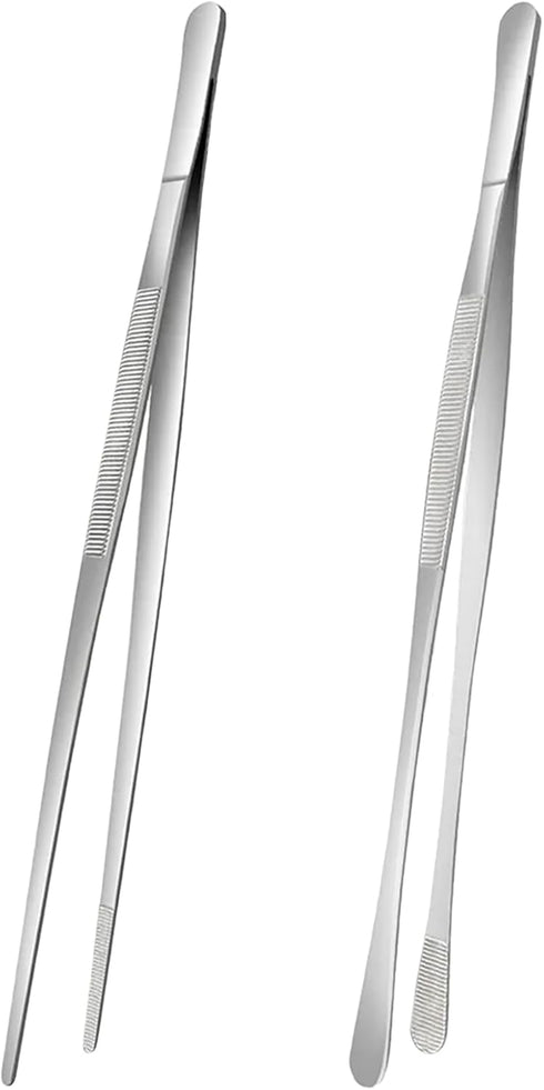 2Pcs 12" Kitchen Tweezers Tongs, Cooking Tweezers, Chef Tweezers Tongs for Cooking, Long Handle Food Tweezers for Plating & BBQ, Stainless Steel C...