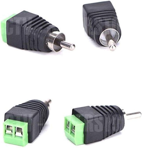 RCA Phono Male Plug to AV Screw Terminal Adapter, Solderless Audio/Video Connector for CCTV, Speaker Wire, and DC Cameras (8 PCS)...