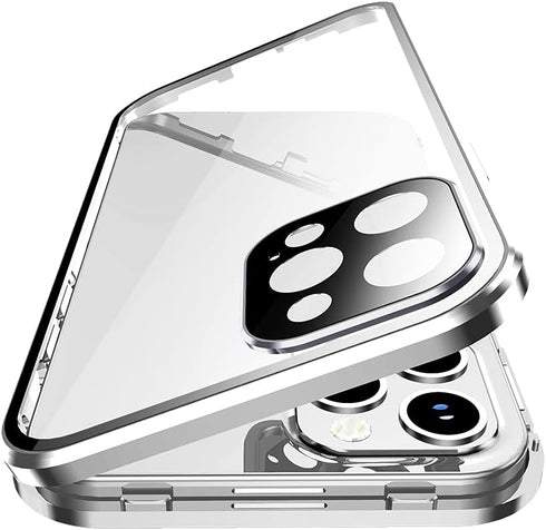 Anti-spy Screen iPhone12Promax case?Lock + Magnetic adsorption Anti-Peeping Metal Frame 360 Full Body Protective Cover Double-Sided Glass Lens Pro...