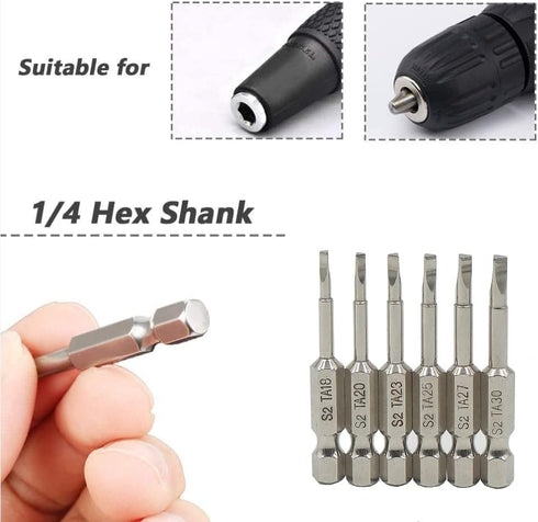 6 Piece Magnetic Triangular Screwdriver Bit Set, S2 Steel Triangular Screwdriver Bits 1/4 Inch Hex Triangle Drill, 50 mm Length...