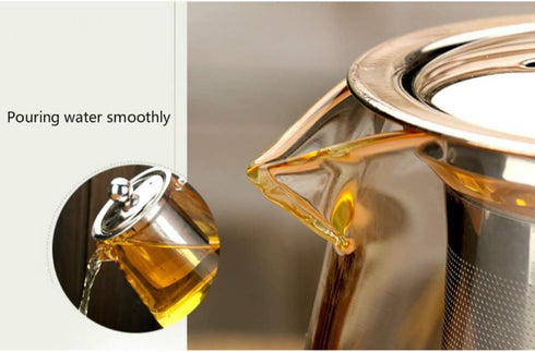 Glass Teapot with Stainless Steel Infuser & Lid, Borosilicate Glass Tea Kettle Stovetop Safe, Blooming & Loose Leaf Teapot,Glass Square Pot (350ML...