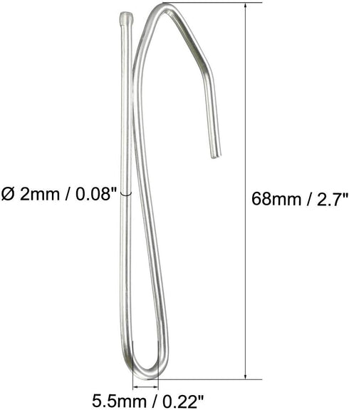 UXCell Pin-On Drapery Hooks - Zinc Plated Long Shanks 2.7" for Window, Door & Shower Curtains - 60 Pcs...