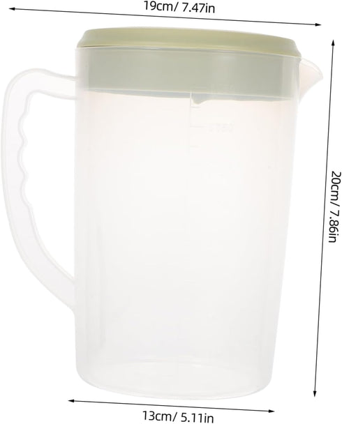 Hemoton Plastic Pitcher with Lid 2200ML Large Capacity Pitcher Clear Mix Drinks Water Jug Juice Pot Ice Tea Kettle Green...