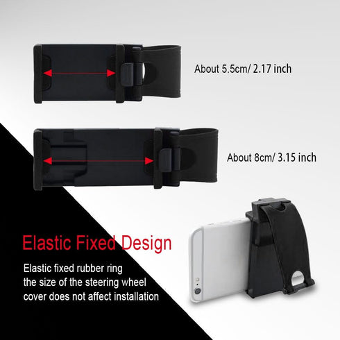Car Steering Wheel Phone Mount, Steering Wheel Smartphone Mount, Portable Steering Wheel Phone Holder Mount Clip Fit for IPhone14/13/12/11 Pro Max...