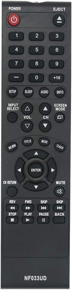NF033UD Replace Remote Control Compatible with Sylvania Emerson TV DVD LD190SS1 LD190EM2 LD260EM2 LD320EM2 A9DF1UH LD190SS2 LD195SSX LD320SS1 LD32...