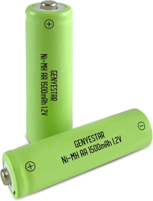 Rechargeable AA Battery NIMH 1.2V Double A 1500mAh High Capacity 2 Pack Pre-Charged Solar Batteries Low Self Discharge for Solar Light Replacement...