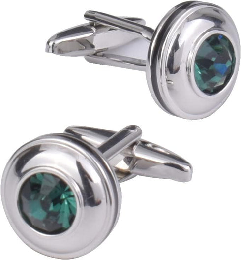 Mens classic cufflinks business wedding shirts gifts (Peacock green)...