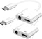 USB C to 3.5mm Headphone and Charger Adapter 2-Pack, 2-in-1 USB C to Aux Jack Dongle Cable Cord with PD Fast Charging for iPhone 15 Pro Max Plus, ...
