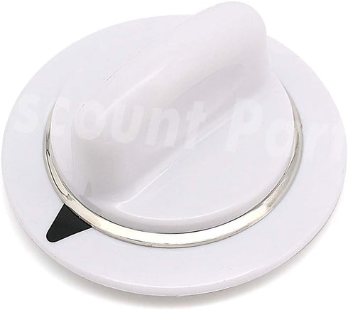 DPD WE1M654 Dryer White Timer Control Knob with Metal Ring for General Electric GE Kenmore Sears RCA Hotpoint Dryer, Replaces AP3995088, 1264290, AH1482197, EA1482197, 212D1726