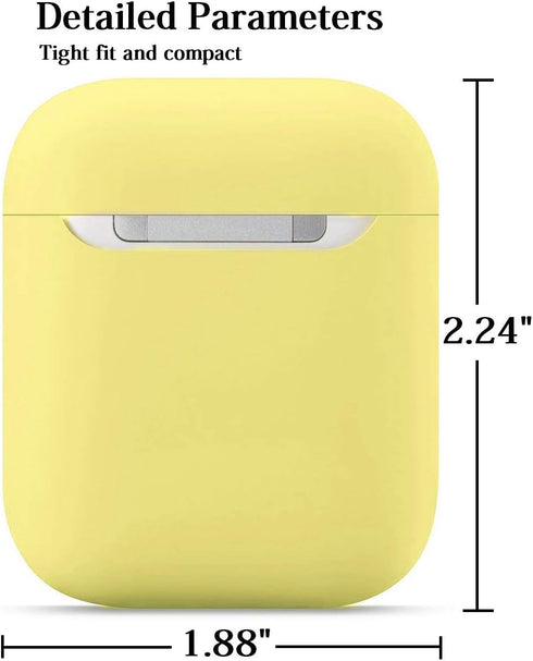 Full Protective Silicone Case Compatible with Airpods 1 and 2 No Keychain Cover Accessories Front LED Visible Supports Wireless Charging (Yellow)...