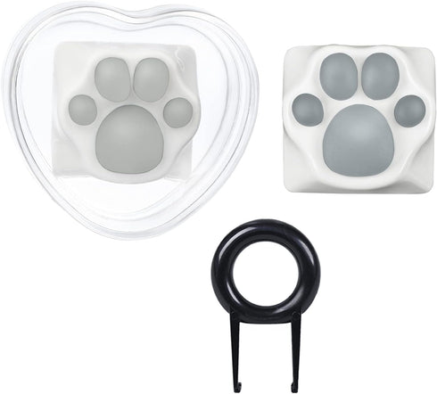 MAYL 2 Pack Keyboard Keycaps Metal and Rubber Keycaps White Keycaps Cute Cat Paw Keycap Kawaii Keycaps Custom Keycaps with Keycap Puller (White Ba...