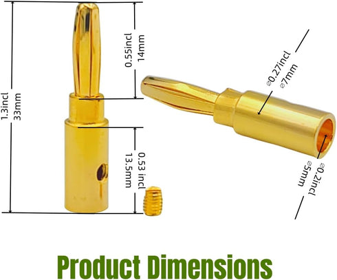 4mm Banana Plugs, Gold Plated Speaker Banana Plug Connectors for Speaker Wire, Wall Plate, Multimeter Test Leads, Battery Charger Adapter(5 pair/1...