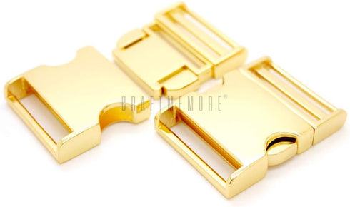 CRAFTMEMORE 1 pc 1-1/2 inch Metal Curved Side Release Buckle Adjustable Lock for Belt Backpacks Pet Collar (Gold)...