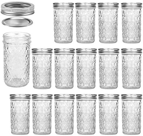 VERONES Mason Jars 12 OZ, Canning Jars Jelly Jars With Regular Lids, Ideal for Jam, Honey, Wedding Favors, Shower Favors,15 PACK...