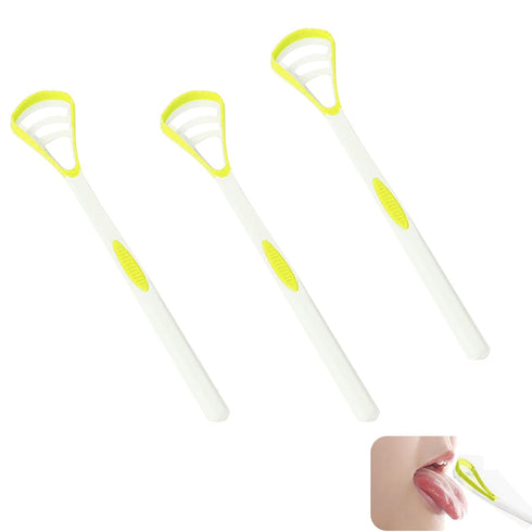 3 Pack Tongue Scrapers 100% BPA Free - Dual Sides Tongue Scraper Cleaner Help Fight Bad Breath (Yellow)...