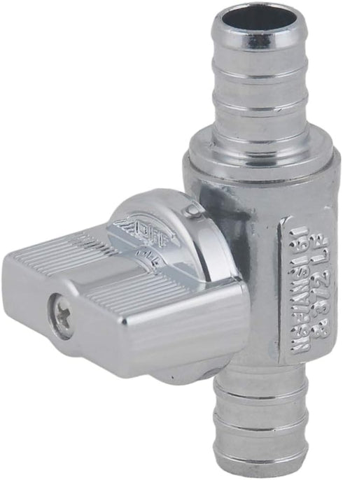 PEX Straight Stop Valve, 1/2-in x 1/2-in PEX 1/4 Quarter Turn LF Brass Chrome Plated Shut off Valve for Faucet or Toilet Installation (2-Pack)...
