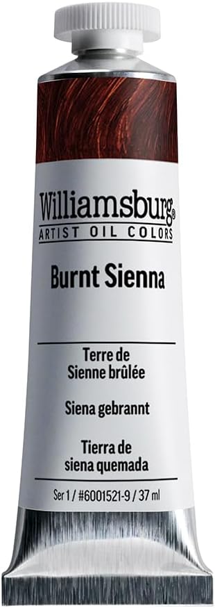 Williamsburg Artist Oil Colors by GOLDEN, Burnt Sienna, 37 ml tube, Professional Oil Paint, Semi-Opaque...