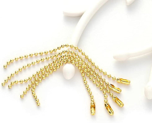 150 Pcs 100mm 4-Inch Bead Chain, 2.4mm Diameter With Ball Connector Clasp Keychain Rings Metal Nickel Dog Tag Chain (Gold)...