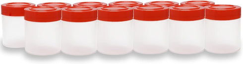 ljdeals 1 oz Plastic Spice Jars w/Red Caps and Sifters for Herbs, Spices, Powders, Spice Bottles Great For Travel, Camping, Kitchen, Restaurant an...