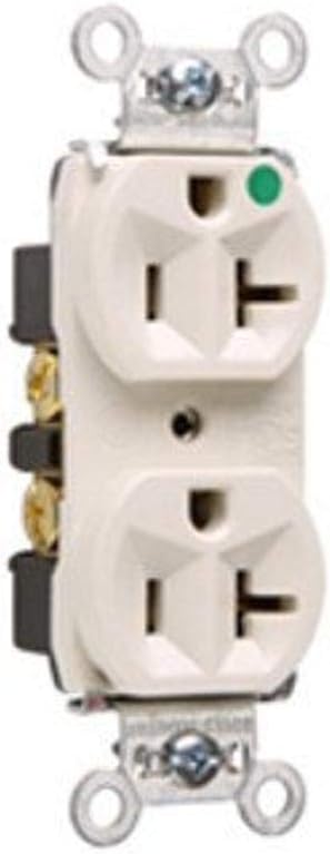 Legrand Pass & Seymour 8300HLA 20 Amp Hospital Grade Heavy Duty Compact Design Duplex Receptacle Outlet, Back and Side Wire, Light Almond (1 Count...