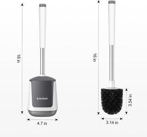 SetSail Toilet Brush and Holder, Automatic Bowl Brushes for Bathroom Ventilated Cleaner Scrubber Cleaning, White-pp...