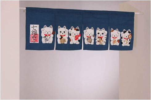 NARUMI ?? Noren (Japanese Curtain) Seven Beckoning Cat/Maneki Neko 17-507 85×30cm from Japan...