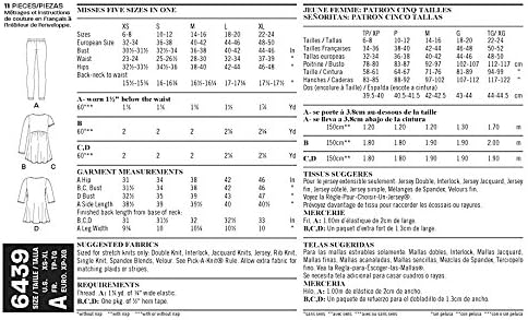 NEW LOOK Patterns Misses' Knit Tunics with Leggings Size A (XS-S-M-L-XL) 6439...