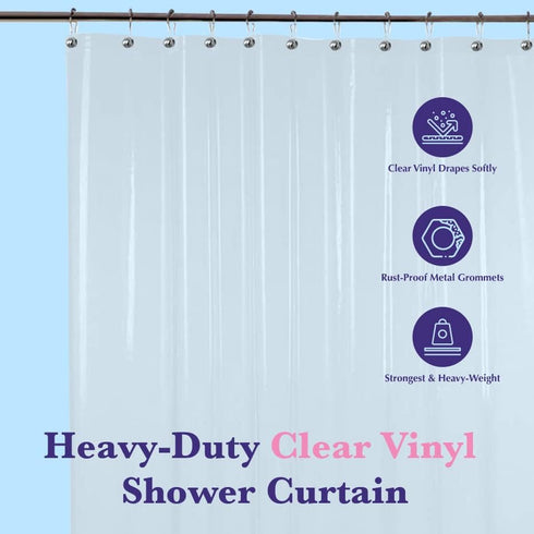 Epica Strongest Heavy-Duty Clear Vinyl Shower Curtain Liner –72 inches x 72 inches (Clear)...
