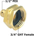 Hooshing 2PCS Garden Hose Adapters 1/2" Pex Barb x 3/4" GHT Female Swivel Brass Connector Fittings Connecting Pex Pipe to Outdoor Water Hose...