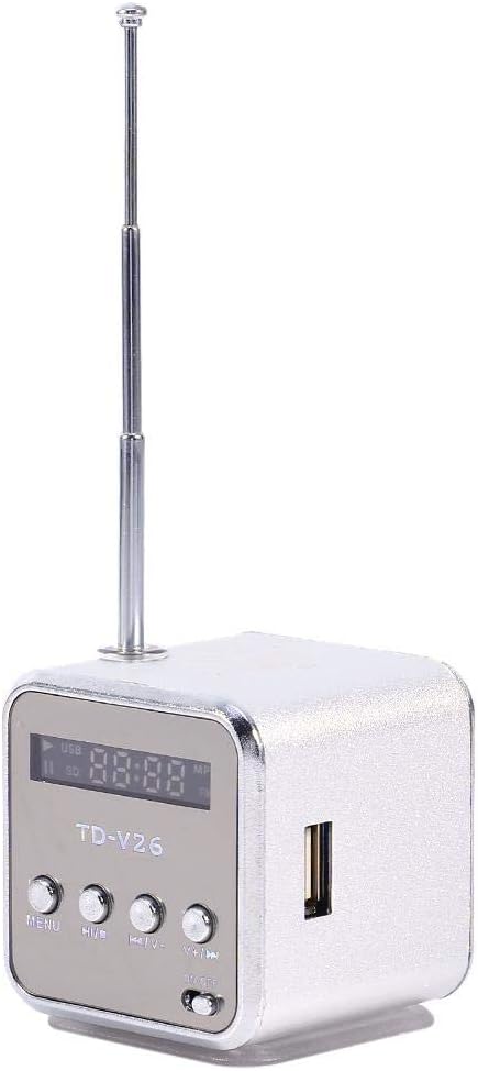 Mini Speaker Music Player Portable Light-Weight FM Radio Stereo PC Fashion Support Card and U Disk Plug Play Support FAT16 / FAT32 File System(Sil...