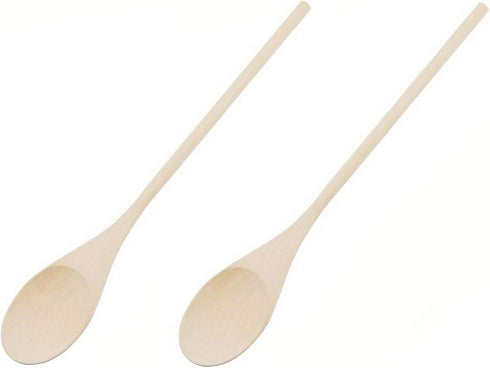 18-Inch Long Handle Wooden Cooking Mixing Spoon, Birch Wood Set of 2...