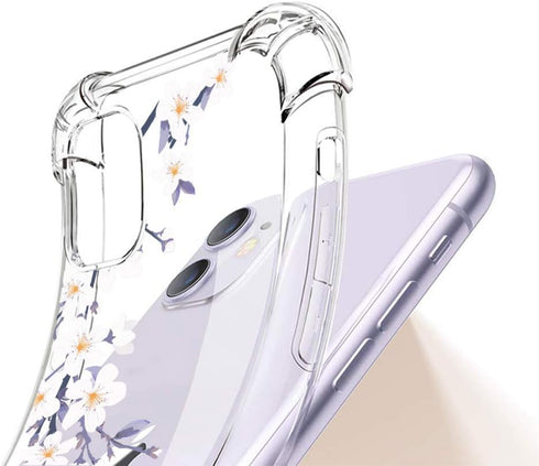 Clear Flower Designed for iPhone 11 Case with Screen Protector, Soft Shockproof Protective Transparent Bumper Cover for Women Girls Floral Pattern...