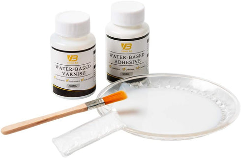 Gilding Adhesive Kit, Gold Leaf Glue Adhesive and Water Based Varnish for Craft Supplier, Resin Art, Furniture Decoration, Wall, Ceiling (2 Brushe...