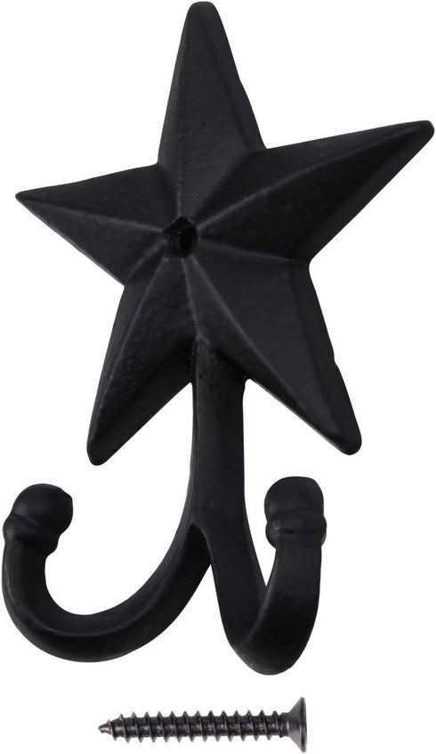 Coat Hook Hat Horse Hook Vintage Wrought Iron Wall Mounted Screws Included Wall Hook (Star)...