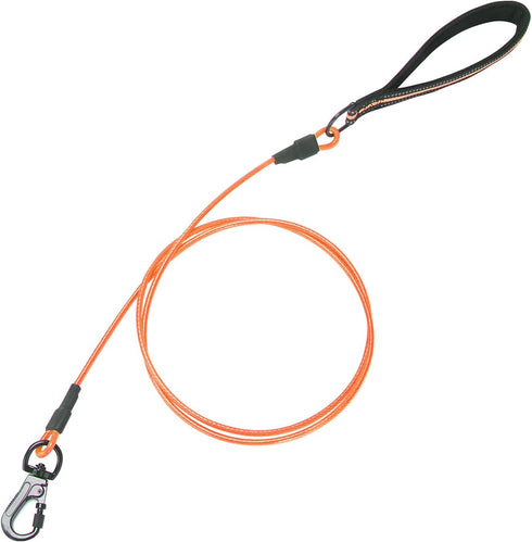 Chew Proof Dog Leash - 6 FT Metal Dog Leash,Heavy Duty Waterproof Dog Leash Made of Coated Wire Rope,with Cushioned Handle.Chew Resistant,Great fo...