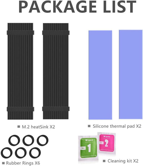 2 Pack M.2 NVMe Aluminum Heatsinks Cooler with Nano Silicone Thermal Pad...