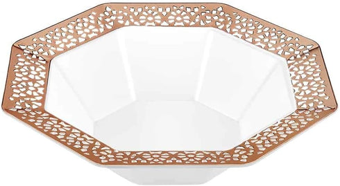 Lacetagon Rose Gold Premium Plastic Octagonal Dessert Bowl - 5 oz. (Packs of 10) - Perfect for Parties, Weddings, and Events...