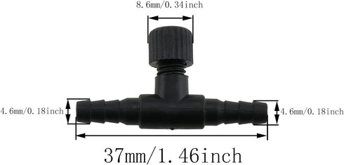 T Shaped Control Valve ZZHXSM 10PCS Black Plastic Aquarium 2 Way Air Line Regulator Connector for Fish Tank Pump with 4mm Air Tube...