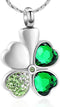 constantlife Cremation Jewelry Memorial Urn Necklace for Ashes Lucky Four-Leaf Clover Design Stainless Steel Pendant Keepsake...