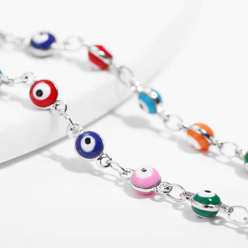 Beads Evil Eyes Ankle Barefoot Link Chain Bracelet Tiny Bead Anklet Boho Summer Beach Foot Chain Jewelry Anklets for Women Girls Sandal Turkish Je...