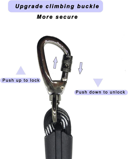 Waterproof Dog Leash Pet Leash with Locking Hook 2 Ft Leash Carabiner Heavy Duty Night Light Up Nylon Bungee Leash for Medium to Large Dogs (Short...