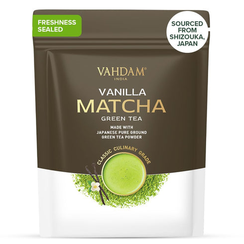 VAHDAM, Vanilla Matcha Green Tea Powder - 1.76oz | Pure Madagascar Vanilla + Premium Authentic Japanese Matcha | Hot or Iced - Vegan & Gluten-Free...