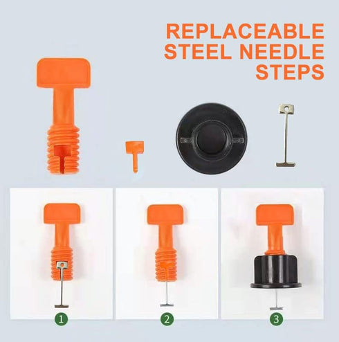 300pcs 1/16" Replacement Steel Needles for Flooring Wall Tile Leveling System, 1.5mm Leveler Replaceable Pin Reusable Spare Steel Pin Tiling Const...