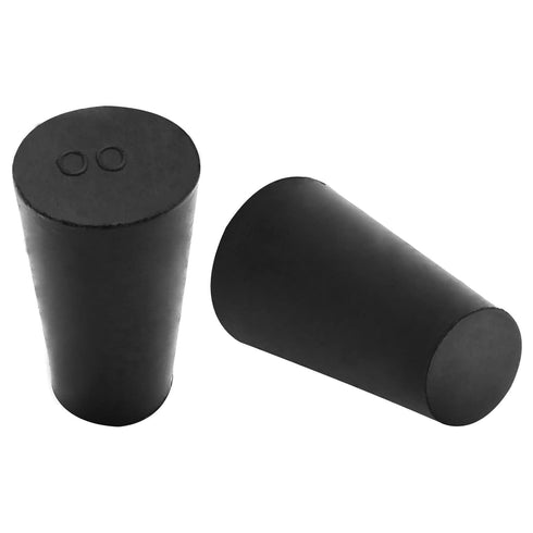 20 Pack Solid Rubber Stoppers Size #00-15mm x 10mm - 25mm Long - Tapered Laboratory Test Tube Stopper Plug - Black...