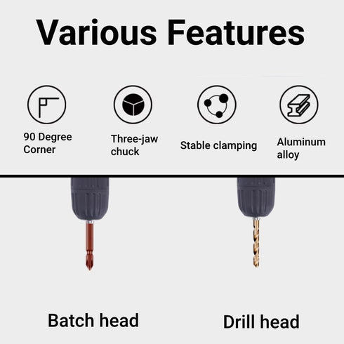 Right Angle Drill 90 Degrees Drilling Extension Chuck 8mm Shaft Electric Drill Extension Tool for Tight Corner Workspace...
