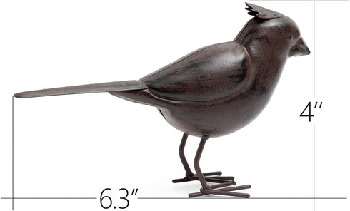 Decorative Small Nostalgia Style Cute Bird Art Iron Sculpture Figurine Home & Office & Garden Decoration, Rust/Brown (Cardinal Bird)...