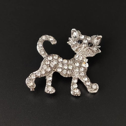 Lovely Crystal Cat Brooch Pin - Sparkling Rhinestone Kitty Brooch Pin for Pet Lovers - Pet Memorial Jewelry...
