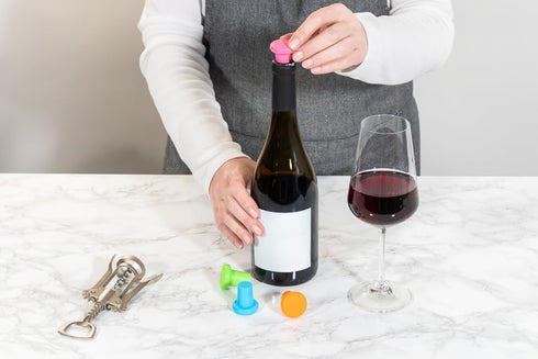Bakerpan Silicone Wine Stoppers for Wine Bottles, Wine Bottle Stopper, Reusable Wine Corks - Set of 4...